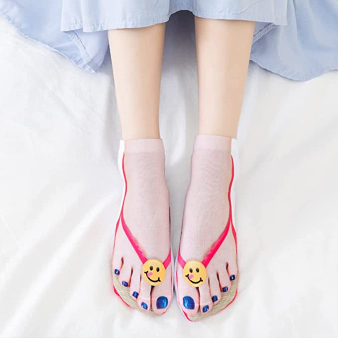 3D Printing Pattern Flip Flop  Socks for Women