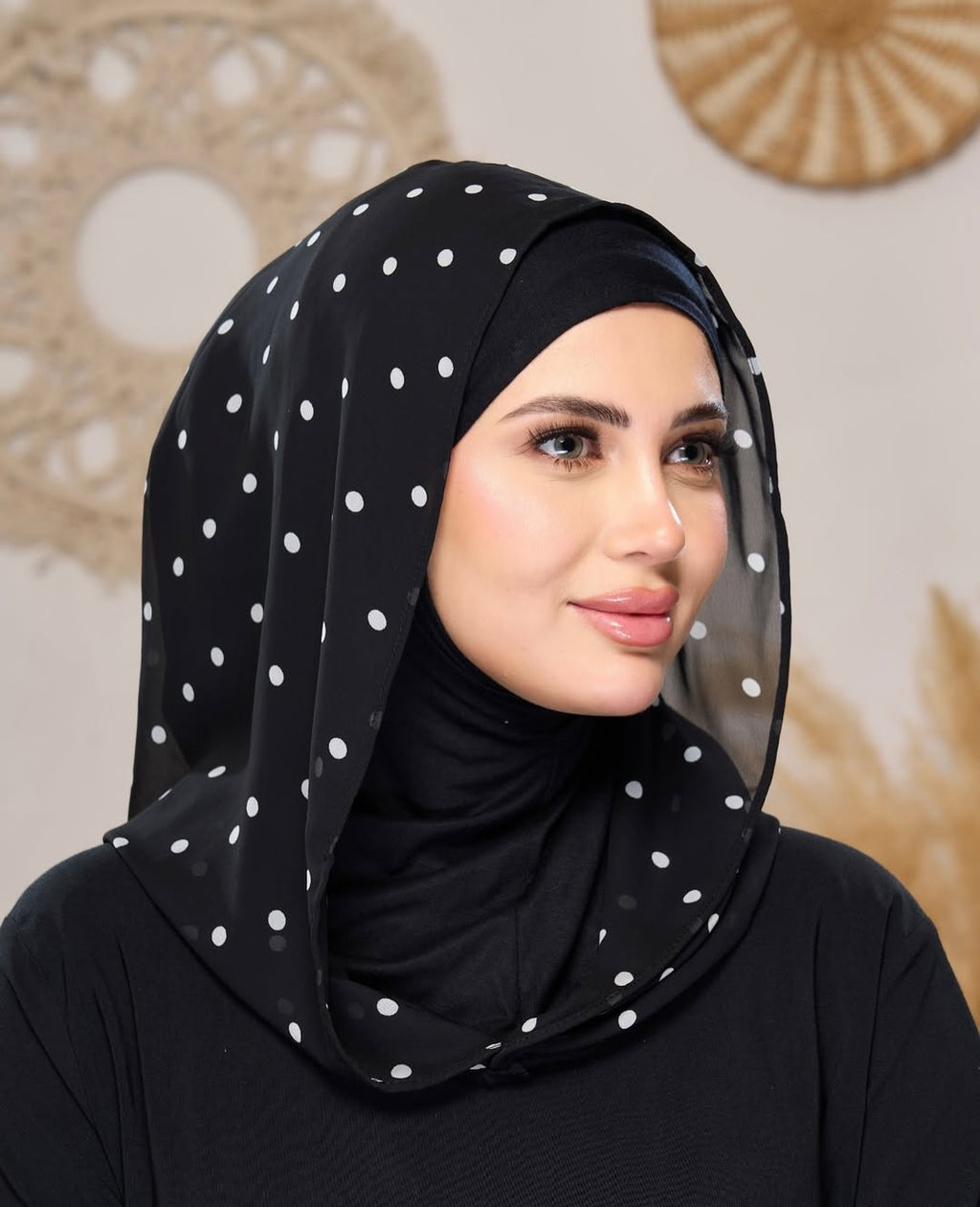 2-in-1 Instant Hijab with Printed Scarf
