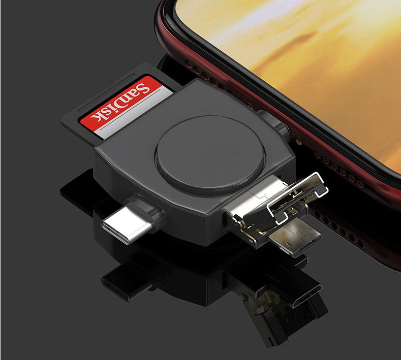 4 in 1 Card Reader Type C Micro USB iPhone Adapter