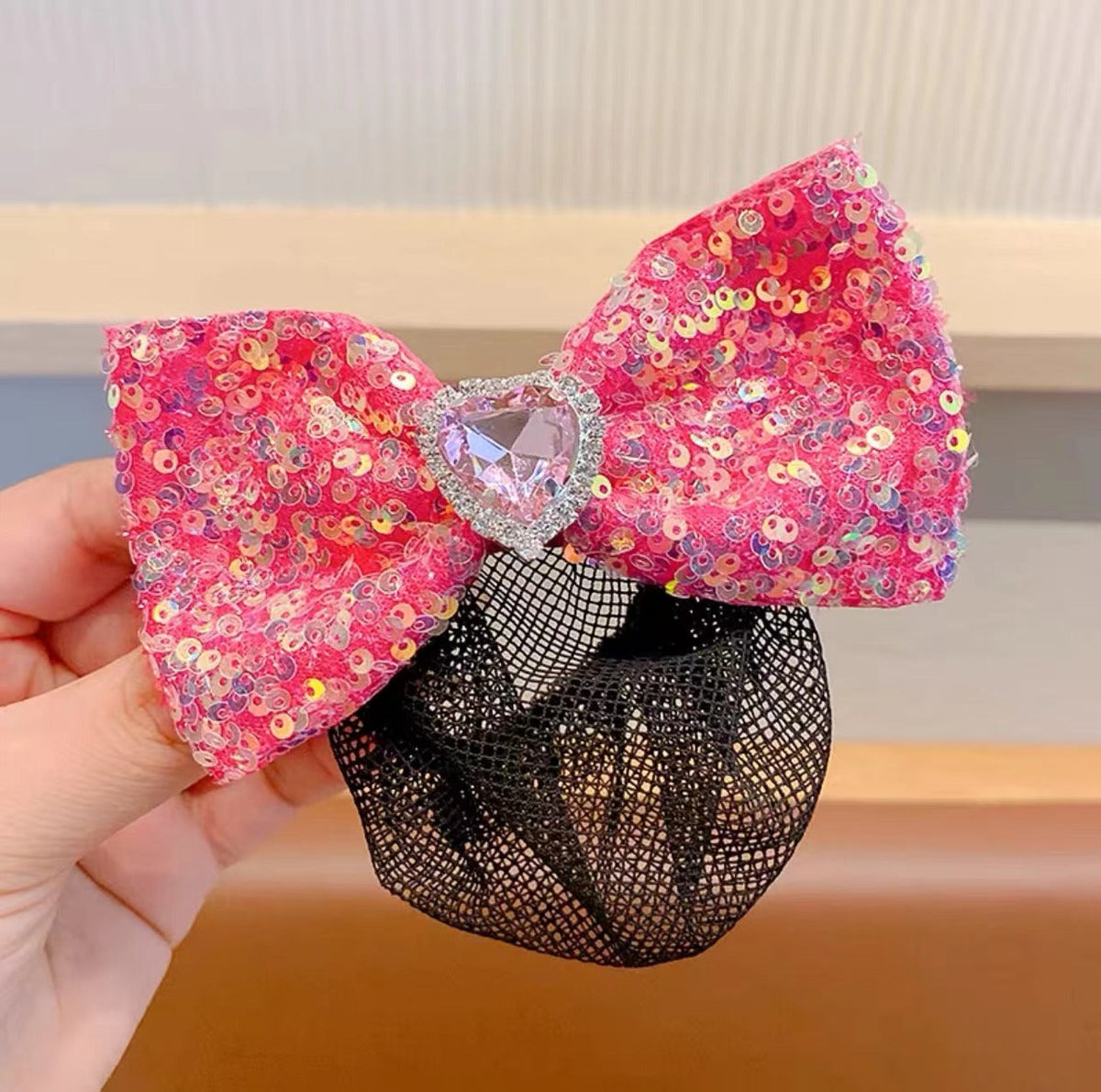 2Pcs Bow Multicolored sequin net Girl's hair croquette hairpin