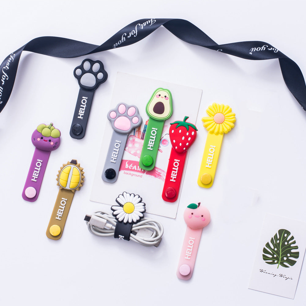 3Pcs Cartoon Data Cable Storage Buckle