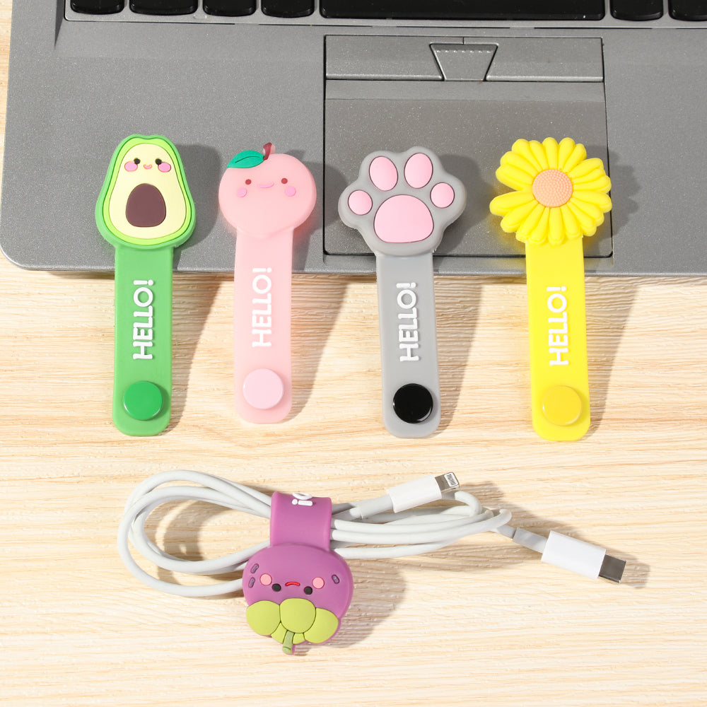 3Pcs Cartoon Data Cable Storage Buckle