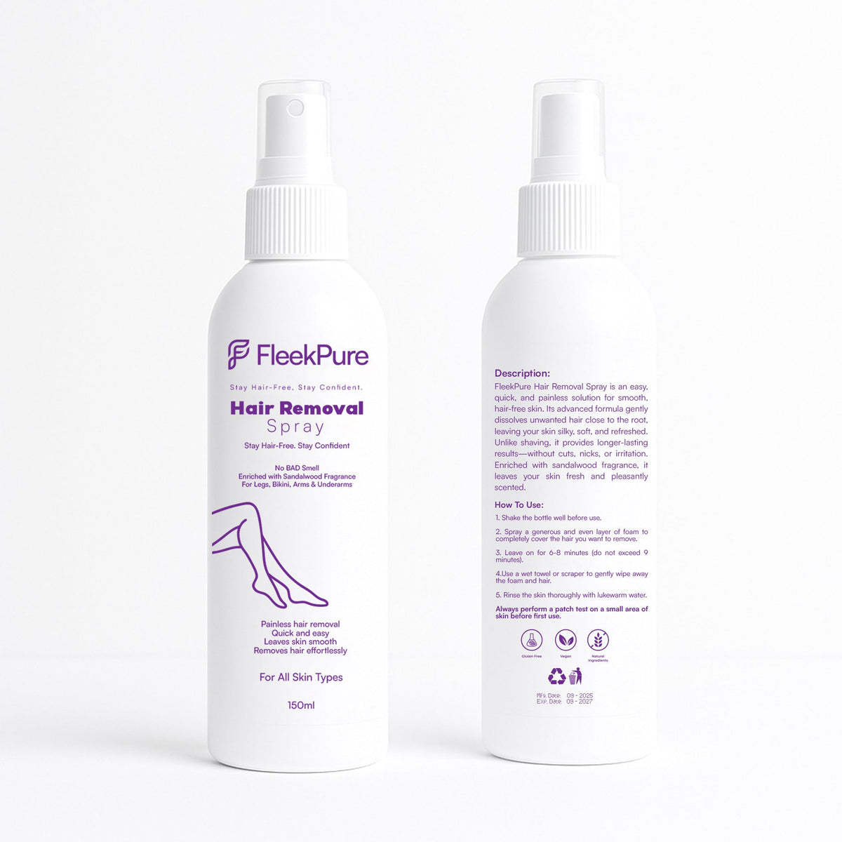 FleekPure Hair Removal Spray - Painless Full Body Solution